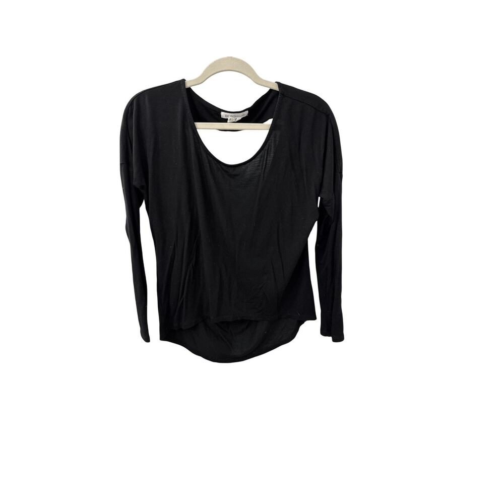 BCBGeneration Blouse Black Long Sleeve Scoop Back Shirt Size Women's XS
